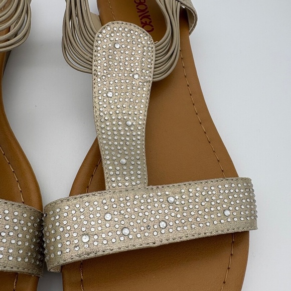 NWOB Bongo Zandra Gladiator Champagne Metallic Shimmer Sandals; Size 10 - Picture 3 of 11